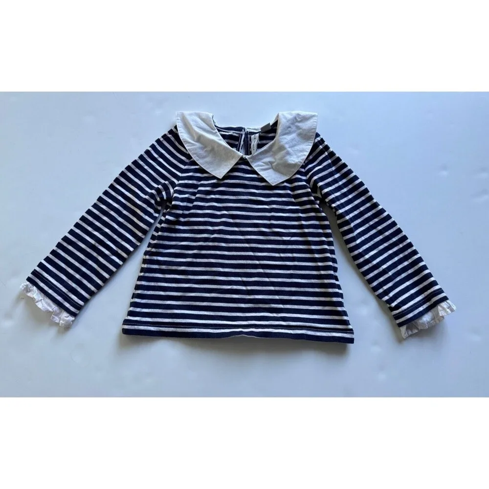 Janie and Jack Merchant Marine Striped Collared Top Girls 3 Nautical Cotton